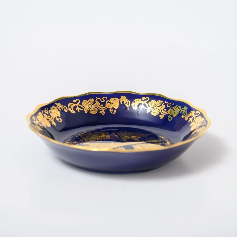 Imperia Limoges Paris France Blue Souvenir Plate Real Gold / Porcelain 3 7/8